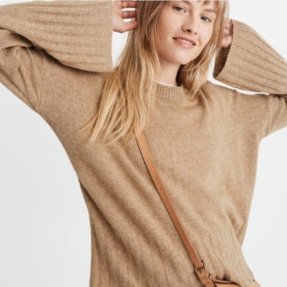 Madewell Ayres Wide-Sleeve Tan Pullover Sweater - Picture 1 of 9